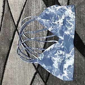 VS PINK 2017 BLUE MARBLE PRINT STRAPPY BONDED TRIANGLE UNLINED BRALETTE